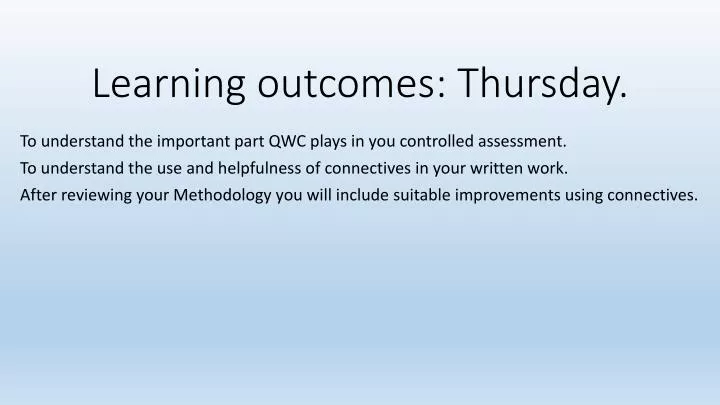 learning outcomes thursday
