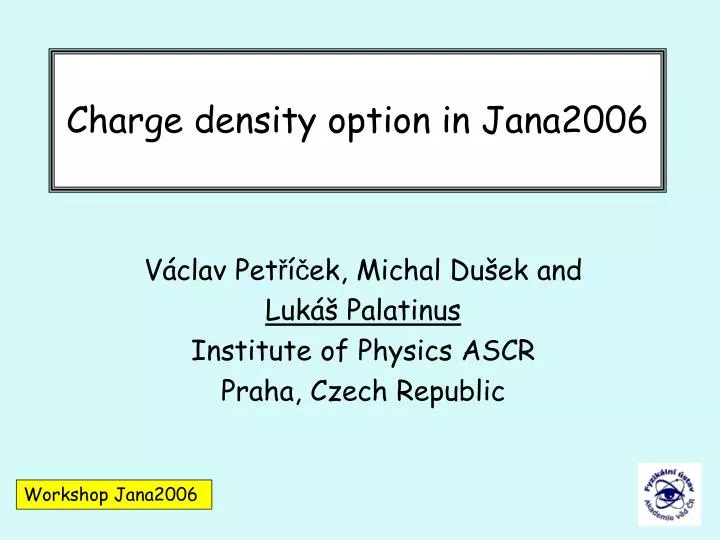 charge density option in jana2006