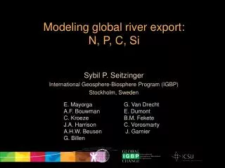 Modeling global river export: N, P, C, Si