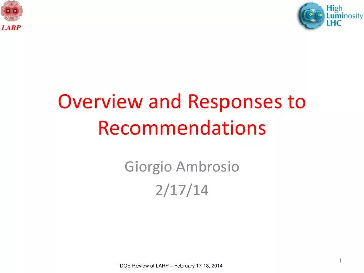 overview and responses to recommendations