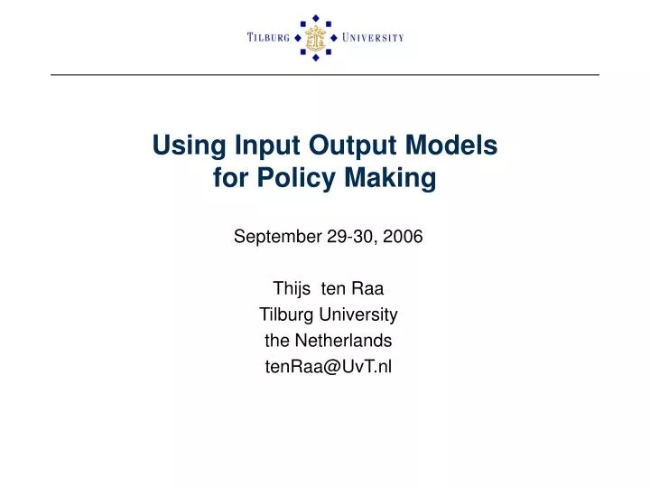 using input output models for policy making
