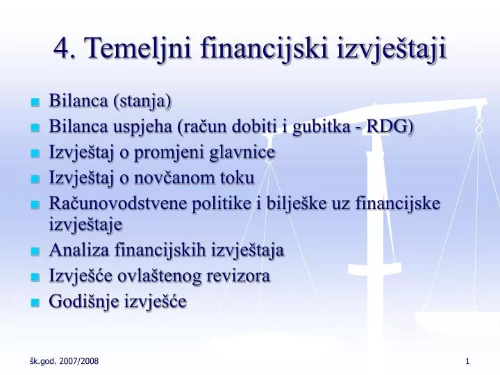 4 temeljni financijski izvje taji