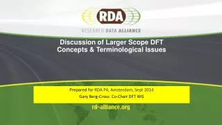 Discussion of Larger Scope DFT Concepts &amp; Terminological Issues