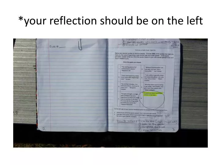 your reflection should be on the left