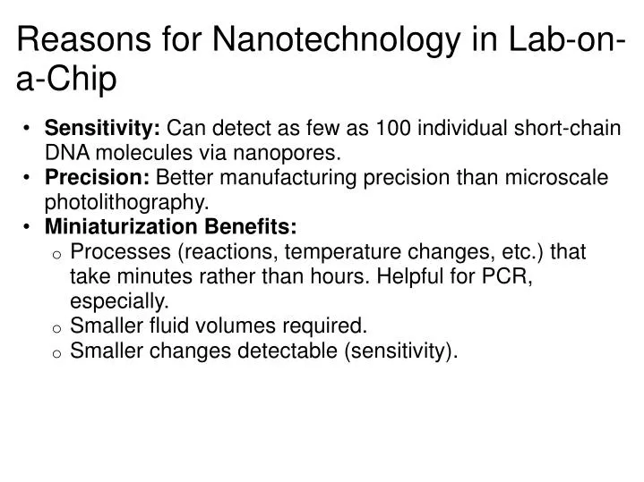 reasons for nanotechnology in lab on a chip