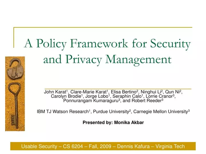 a policy framework for security and privacy management