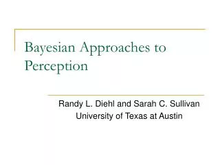 Bayesian Approaches to Perception