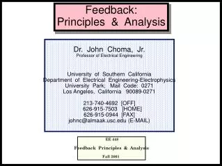 Feedback: Principles &amp; Analysis