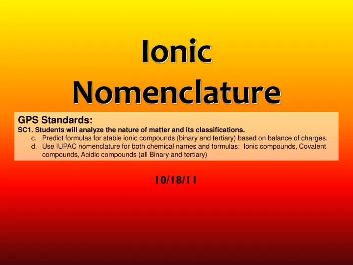 ionic nomenclature