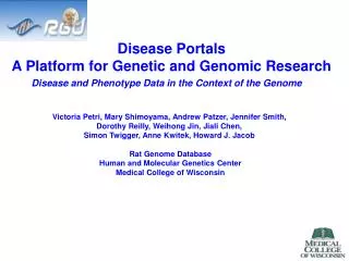 Disease Portals A Platform for Genetic and Genomic Research