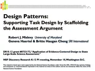 Design Patterns: Supporting Task Design by Scaffolding the Assessment Argument