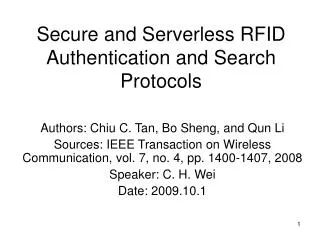 Secure and Serverless RFID Authentication and Search Protocols