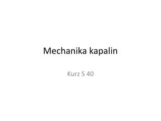 mechanika kapalin