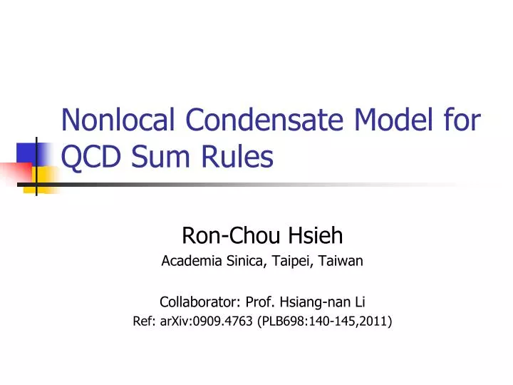 nonlocal condensate model for qcd sum rules