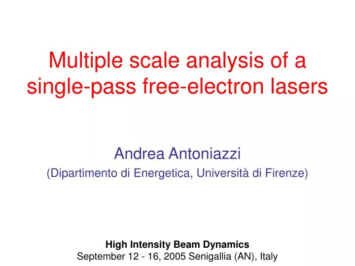 multiple scale analysis of a single pass free electron lasers