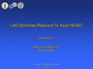 LAO Activities Relevant To Keck NGAO