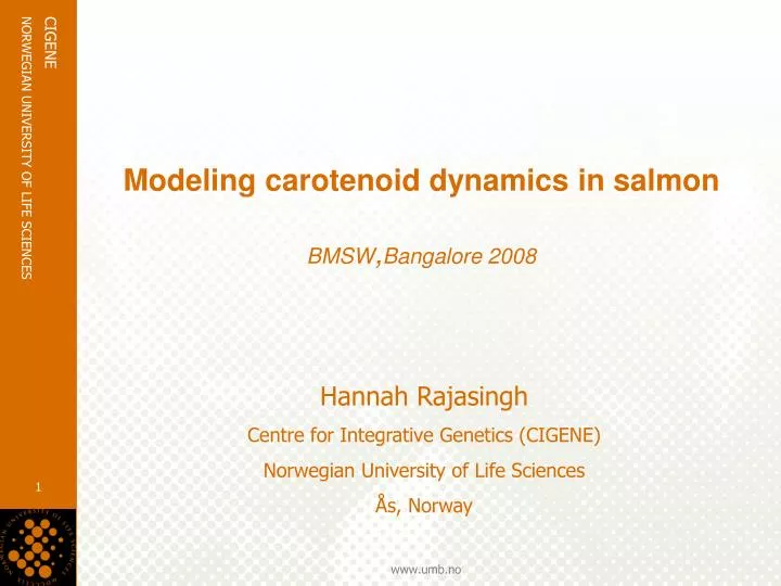 modeling carotenoid dynamics in salmon bmsw bangalore 2008