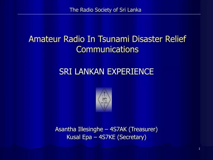amateur radio in tsunami disaster relief communications