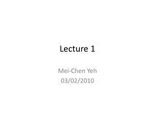 Lecture 1