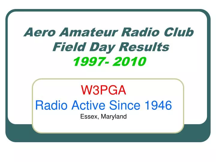 aero amateur radio club field day results 1997 2010
