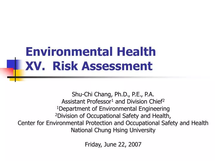 environmental health xv risk assessment