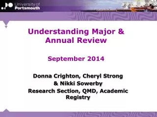Understanding Major &amp; Annual Review September 2014
