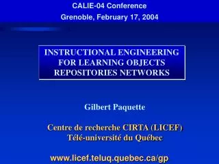 INSTRUCTIONAL ENGINEERING FOR LEARNING OBJECTS REPOSITORIES NETWORKS