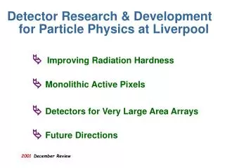 Detector Research &amp; Development for Particle Physics at Liverpool
