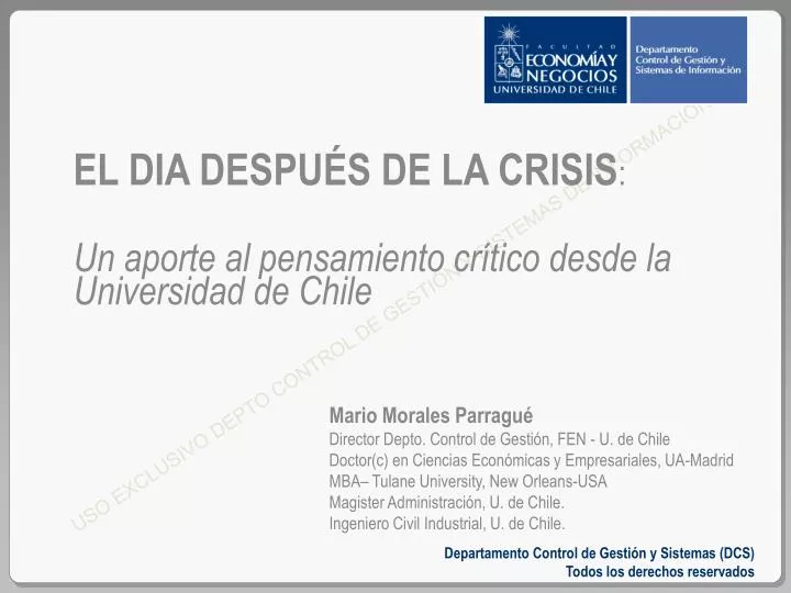 el dia despu s de la crisis un aporte al pensamiento cr tico desde la universidad de chile