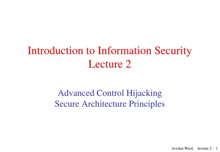 introduction to information security lecture 2