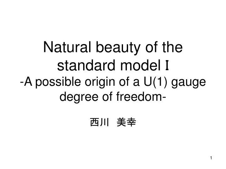 natural beauty of the standard model i a possible origin of a u 1 gauge degree of freedom