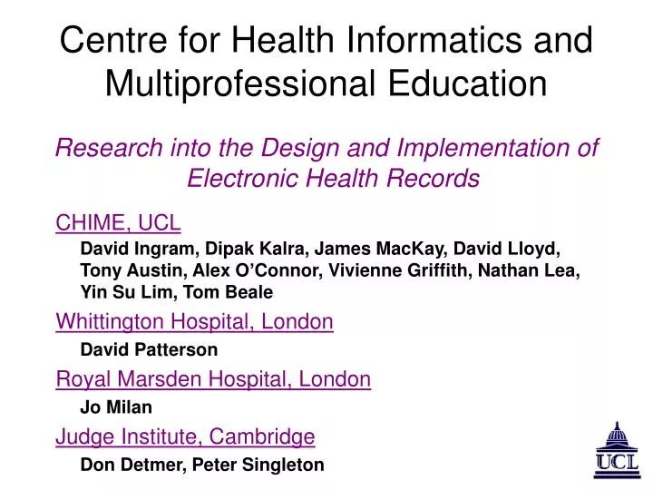 centre for health informatics and multiprofessional education