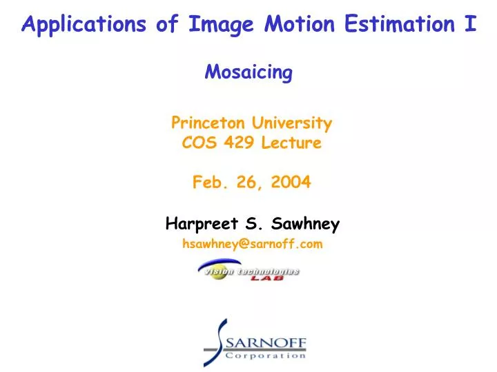 applications of image motion estimation i mosaicing