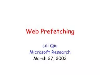 Web Prefetching