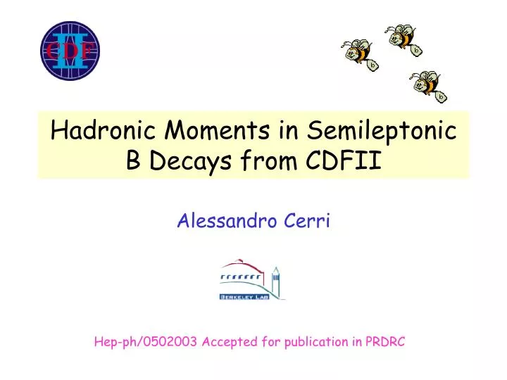 hadronic moments in semileptonic b decays from cdfii