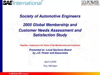 Society of Automotive Engineers 2005 Global Membership and