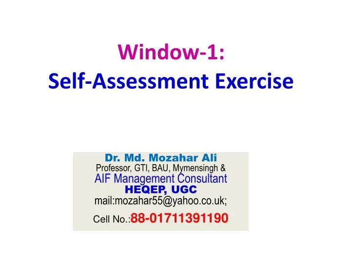 window 1 self assessment exercise