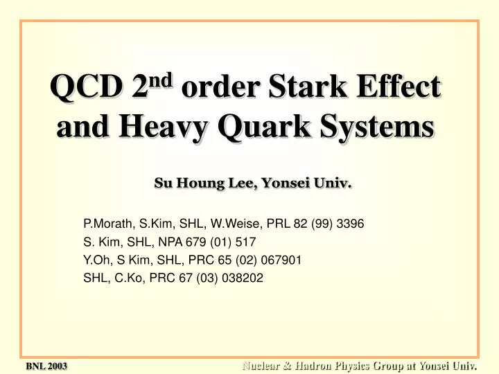 qcd 2 nd order stark effect and heavy quark systems