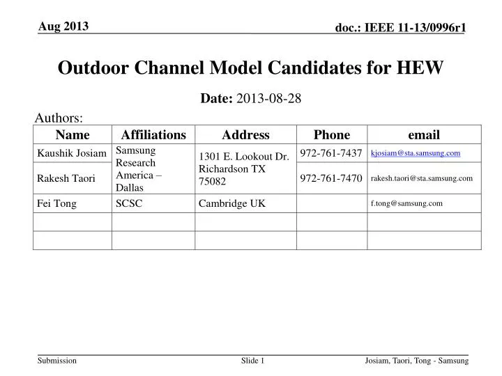 outdoor channel model candidates for hew