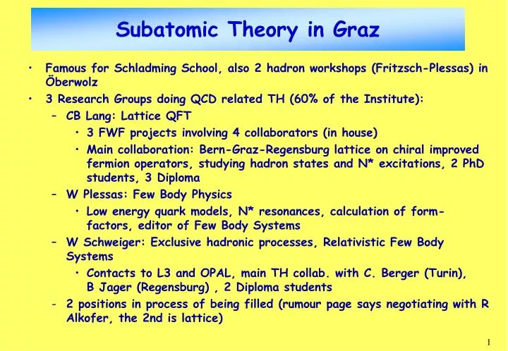 subatom ic theory in graz