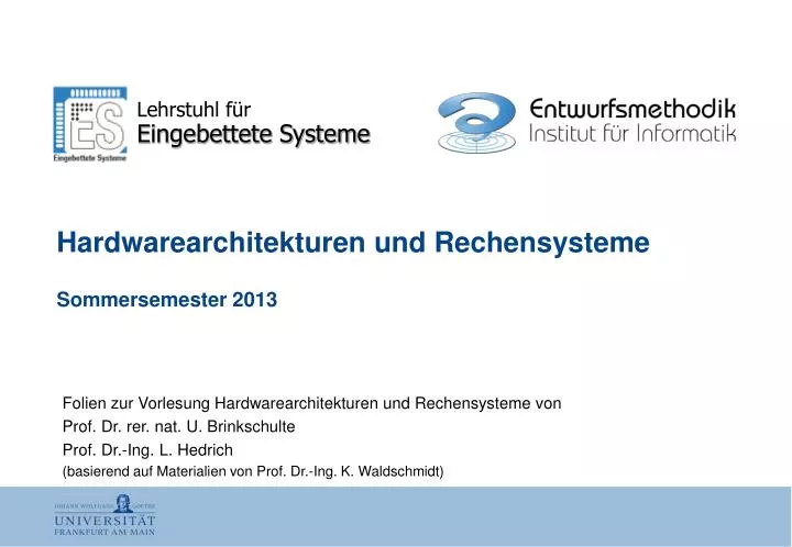 hardwarearchitekturen und rechensysteme sommersemester 2013