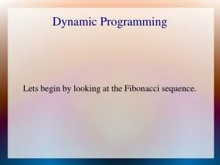 Dynamic Programming