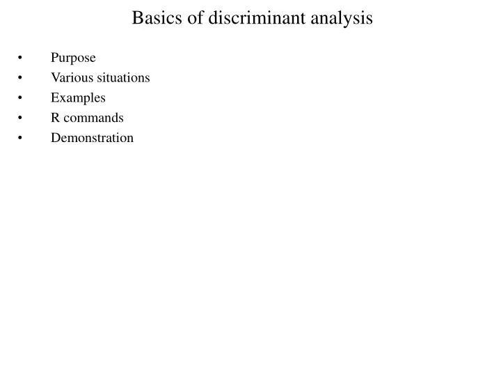 basics of discriminant analysis