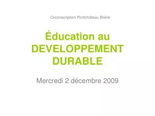 ducation au developpement durable