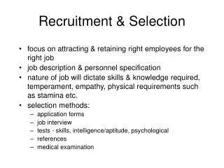 Recruitment &amp; Selection