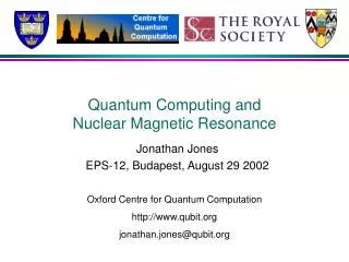 Quantum Computing and Nuclear Magnetic Resonance