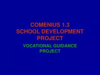 COMENIUS 1.3 SCHOOL DEVELOPMENT PROJECT