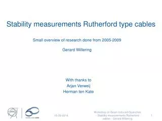 Stability measurements Rutherford type cables