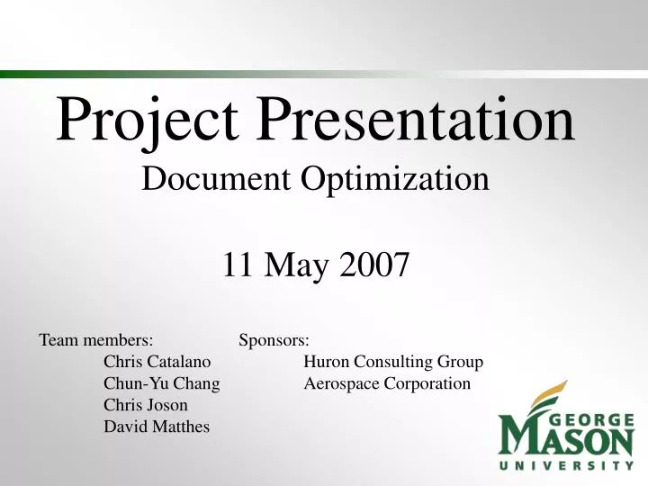 project presentation document optimization 11 may 2007