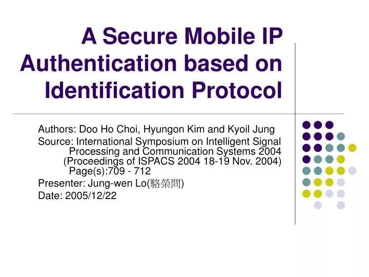 a secure mobile ip authentication based on identification protocol